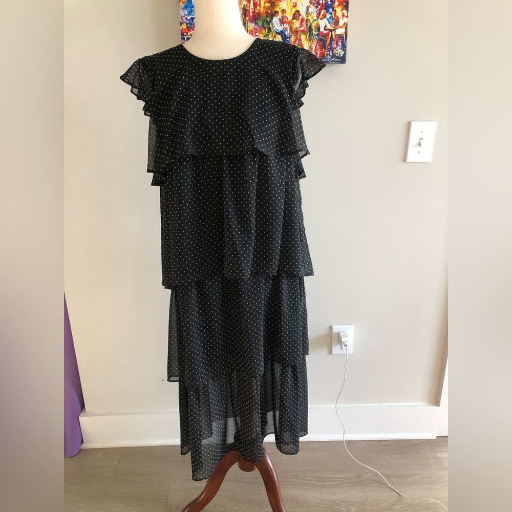 Who What Wear layered polka-doc chiffon dress